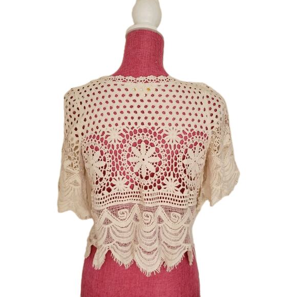 Rebellion Crochet Cotton Top Coastal Boho Romantic Festival Cottagecore Med - Picture 4 of 16